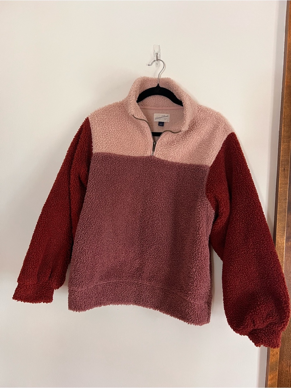 Universal Thread Colorblock Teddy Pullover Jacket - Blush, Mauve & Burgundy